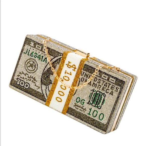 🛍 Luxury Stack Of Cash Crystal Clutch 🛍 - Picture 6 of 8